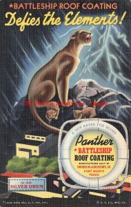 Advertising Linen Postcard, Panther Battleship Roof Coating, Fort Worth TX