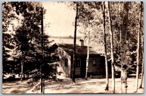 Vtg Walker Minnesota MN Journeys End Lodge Leech Lake Cabins 1940s RPPC Postcard