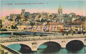 Old Postcard Le Mans Panoramic view towards the Pont Gambetta