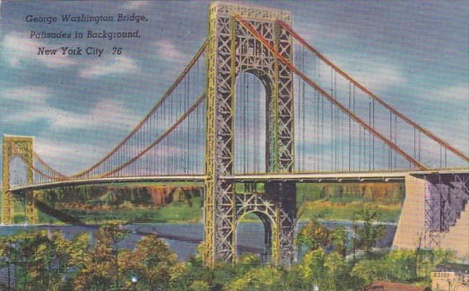 New York City George Washington Bridge With Palisades In Background