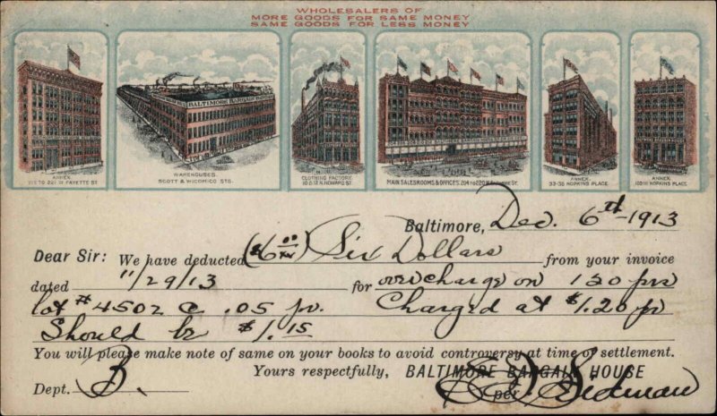 Baltimore Maryland MD Warehouses Factories Multi View 1913 Postal Card