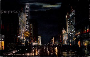 Postcard Curtis Street at Night in Denver, Colorado