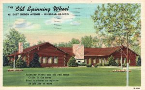 1945 Old Spinning Wheel Cabin Trees Rail Fence Hinsdale Illinois Posted Postcard