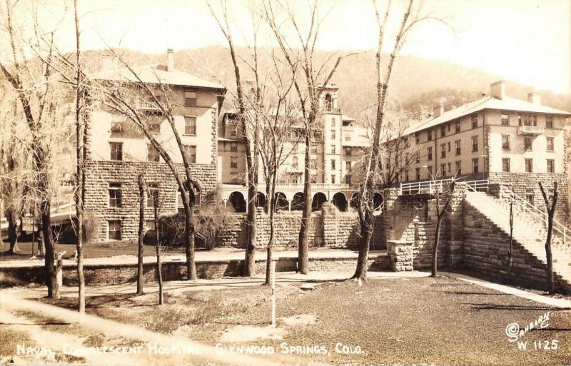 Glenwood Springs Colorado~Long Steps to the Naval Convalescent Home~RPPC 1940s 