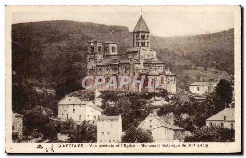 Postcard Old St Nectaire General view and church