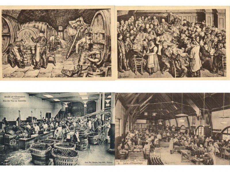 ALCOHOL, WINE PRODUCTION 150 Vintage Postcards (L6583)
