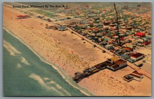 Postcard Wildwood By The Sea NJ c1940s Aerial View of Wildwood Beach Pier Ocean