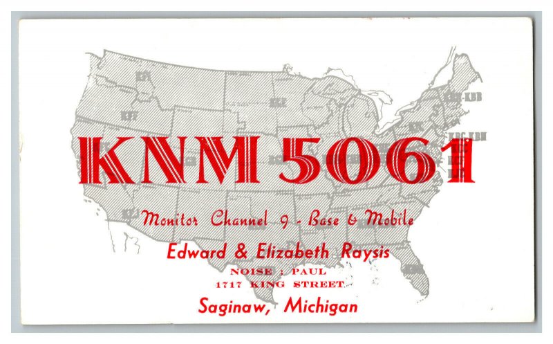 QSL Radio Card From Saginaw Michigan KNM 5061 