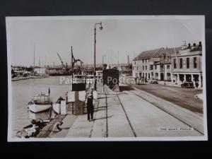 Dorset POOLE The Quay showing Harbour Office & Dorset Belles - Old RP Postcard