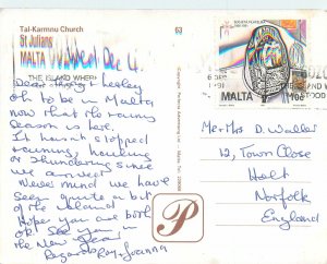 Postcard Malta St Julian's Tal Karmnu Church