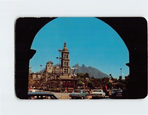 Postcard Zaragoza Square, Cathedral and Saddle Hill, Monterrey, Mexico