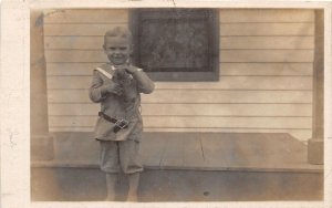 J69/ Teddy Bear Interesting RPPC Postcard c1910 Child North Liberty Iowa 267