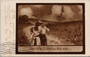 Man Woman Farming 'There's Love In The Air' Lou Mayer Postcard G31