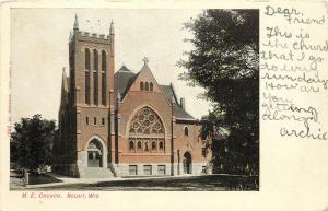 c1906 Printed Postcard; M.E. Church, Beloit WI Rock County, posted