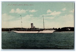 1909 MF Plants Yacht Steamer Groton Connecticut CT Boat Posted Vintage Postcard