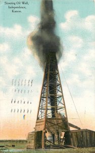 1910 Independence Kansas Shooting Oil Well occupation Postcard 25-11674
