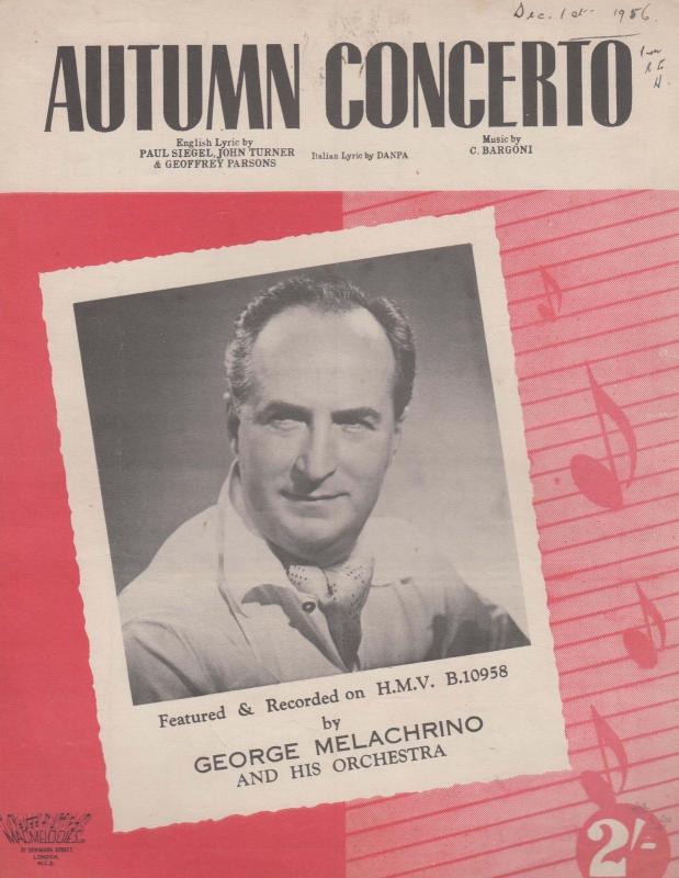 Autumn Concerto George Melachrino 1950s Sheet Music