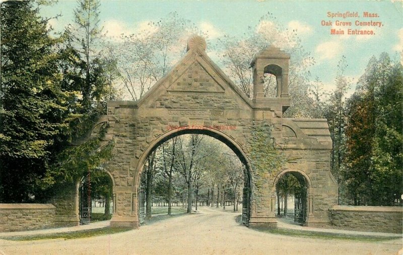 MA, Springfield, Massachusetts, Oak Grove Cemetery, Entrance, Hugh C. Leighton