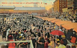 ATLANTIC CITY NJ~ON THE BEACH-THERE IS A BOY FOR EVERY GIRL~1910s POSTCARD