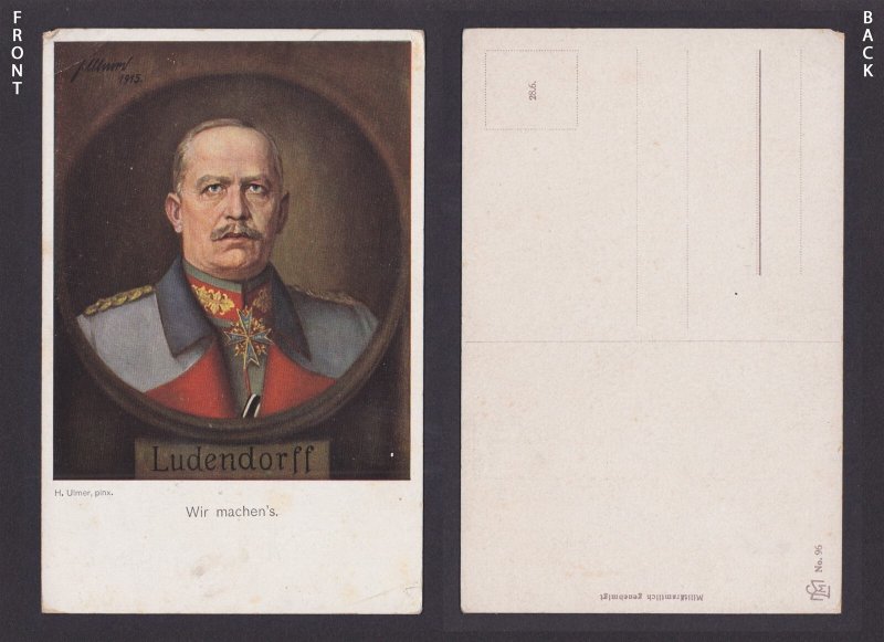 Postcard, WWI General Erich Ludendorff