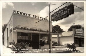 Cross City Dixie County FL Henry's Restaurant c1950 Real Photo Postcard