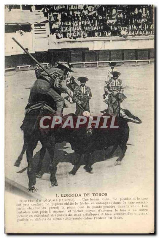 Postcard Old Bulls Bullfight Suerte racing spikes