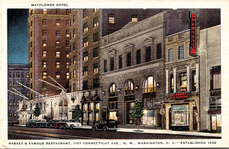 Washington D C Mayflower Hotel & Harvey's Famous Restaurant 1940