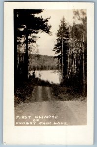 c1930's View Of First Glimpse Of Hungry Jack Lake Minnesota RPPC Photo Postcard