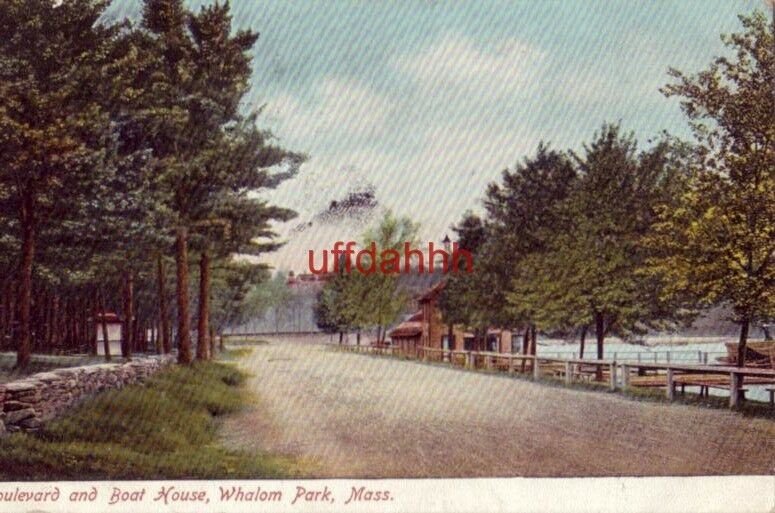 BOULEVARD AND BOAT HOUSE, WHALOM PARK, MA. 1908