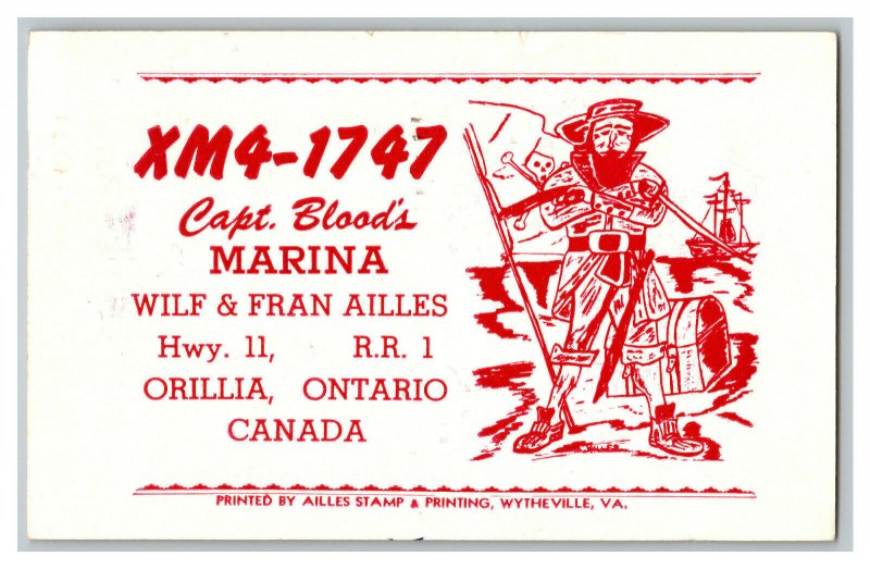 Postcard QSL Radio Card From Orilla Ontario Canada XM4-1747 