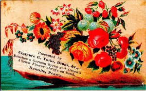 Vintage Boschee's German Syrup Victorian Trade Card Clarence G. Yorks Drugs PA.