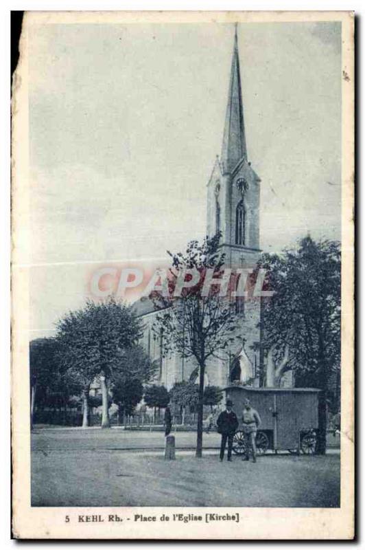 Old Postcard Kehl Rh Square Church I [Kirche]