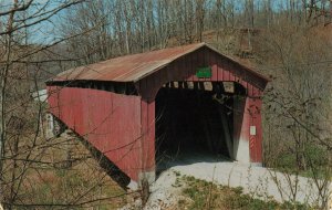 Pine Bluff Covered Bridge over Big Walnut Creek, Putnam County, In. Postcard