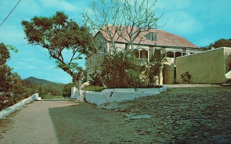 Vintage Postcard Old Nisky Mission House 1771 St. Thomas Virgin Islands