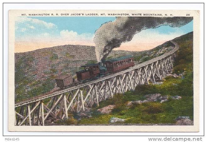 Mt Washington NH Cog Railway Train on Jacobs Ladder J V Hartman Postcard ca 1915