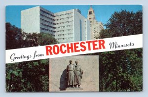 Dual View Banner Greetings From Rochester Minnesota MN UNP Chrome Postcard P3