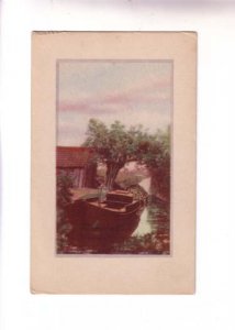 Painting, Punt in River with Arched Tree.