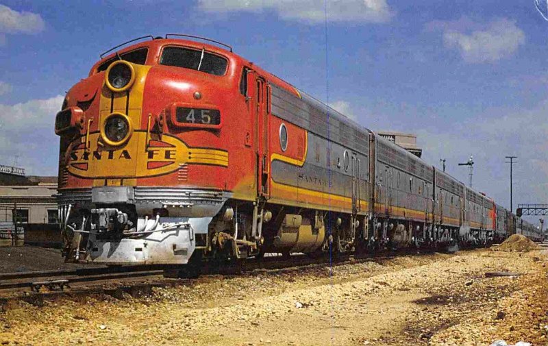 Santa Fe Railroad Train F7 Warbonnet Joliet Illinois postcard