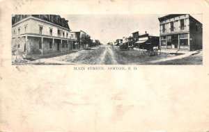 Ashton South Dakota Main Street,  B/W Lithograph, Vintage Postcard U18015