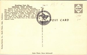 Greetings Original Pony Express Station Gothenburg Nebraska NE Postcard VTG UNP  