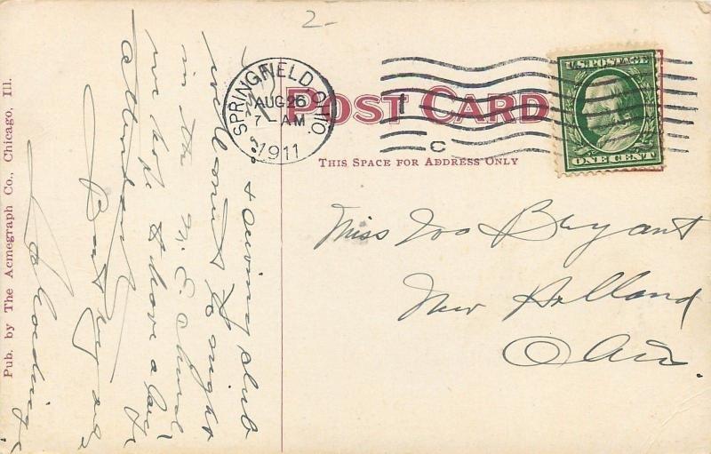 Springfield Ohio~High Street Methodist Episcopal Church~1911 Postcard