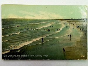 Vintage Postcard 1910's Beach Scene Looking West Old Orchard Maine ME