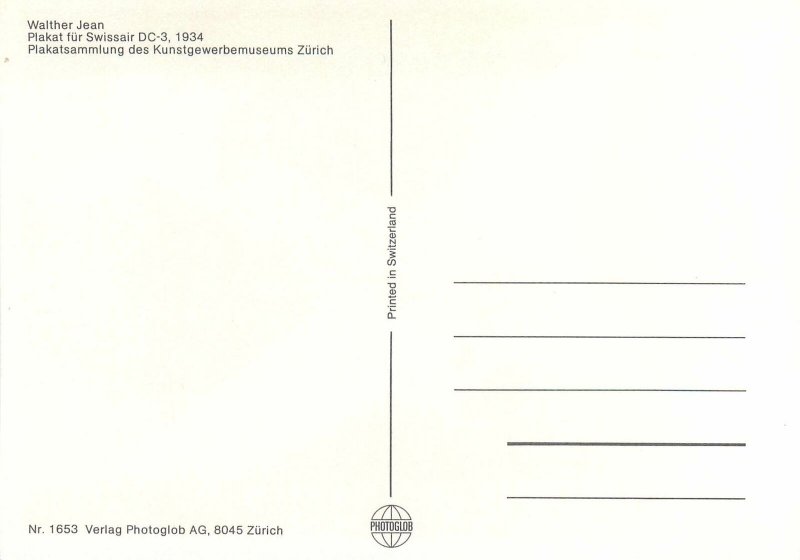 Postcard Transportation aircraft poster affiche plane douglas dc-3 interior