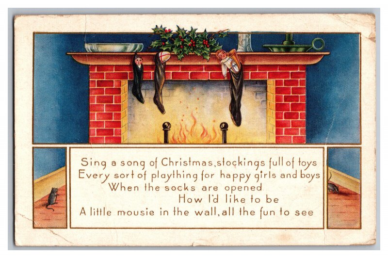 c1918 Postcard Sing A Song Of Christmas Vintage Standard View Embossed Card 