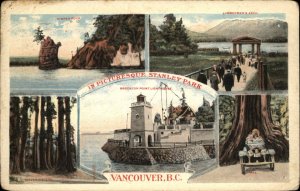 Vancouver BC Multi View w/ Lighthouse c1920 Postcard