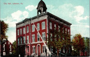 Vtg 1907 City Hall Lebanon Pennsylvania PA Antique Postcard