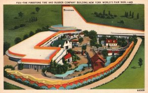 Vintage Postcard 1920's Firestone Tire Rubber Co. Building New York World's Fair