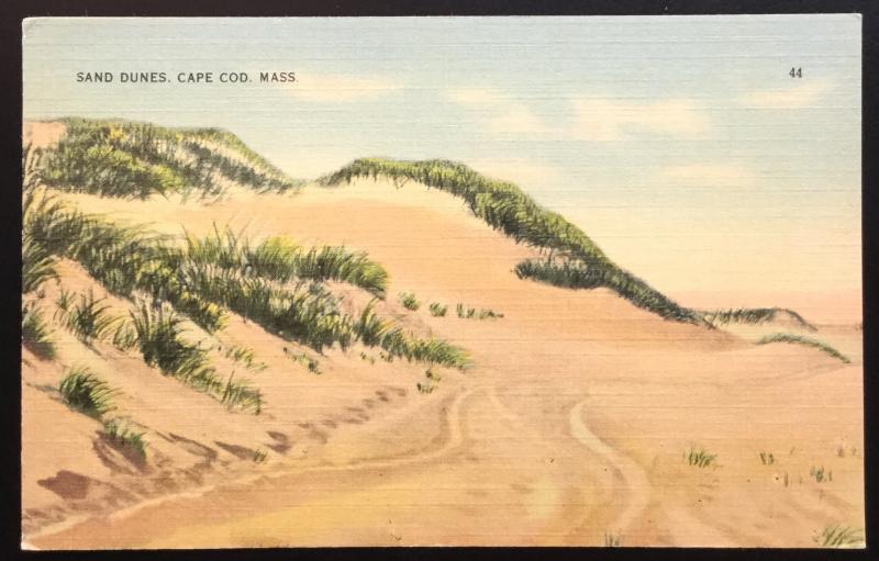 Linen Postcard Unused Sand Dune Cape Cod MA LB