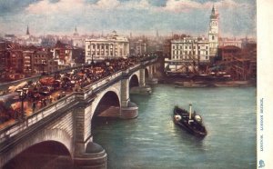 Vintage Postcard 1910's London Bridge Famous Historical Bridge London UK