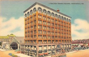 INDIANAPOLIS, Indiana IN    TRACTION TERMINAL BUILDING  ca1940's Linen Postcard